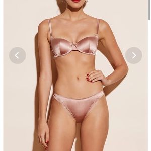 Fleur du Mal Silk Satin Bra and Thong Set